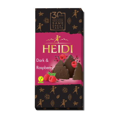 Dark Chocolate with Rasberry Heidi 80gr