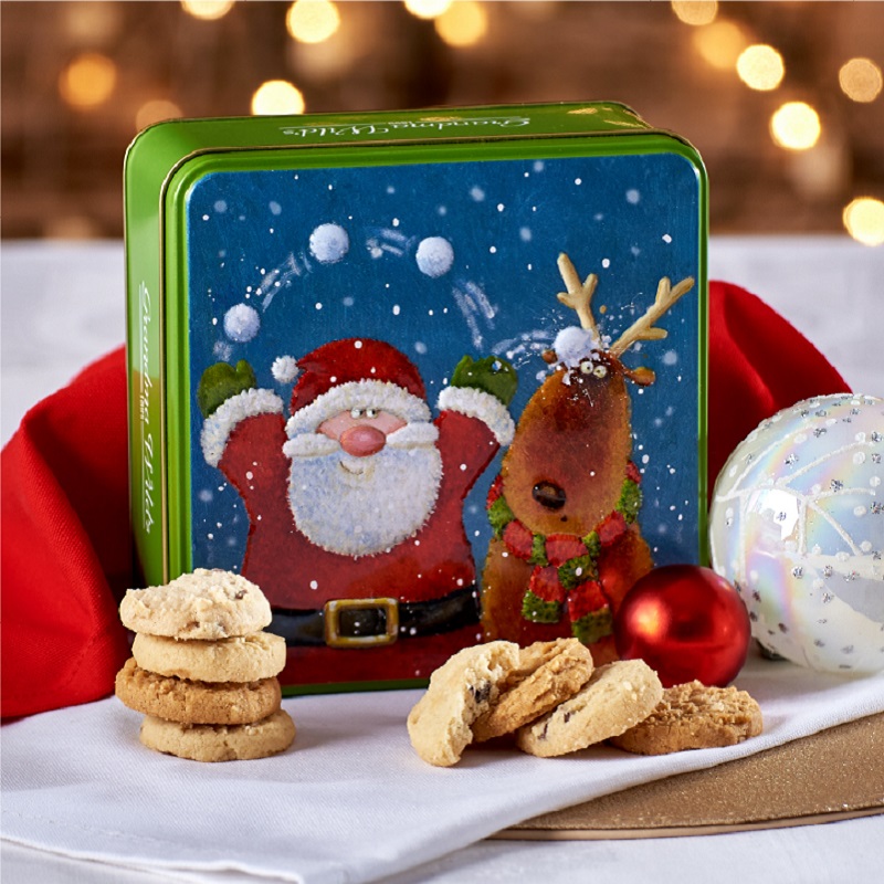 Butter Cookies in Two Flavors (Ginger-Lemon and Chocolate Chip) in a Metal Box Wild's 160gr