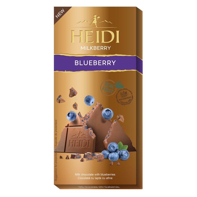 Milk Chocolate with Blueberries (Blueberry) Heidi 80gr