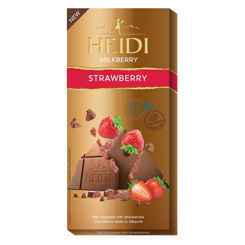 Milk Chocolate with Strawberry Heidi 80gr
