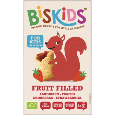 Vegan Organic Children's Cookies with Strawberry Filling Sugar Free 36+ Months Belkorn 120gr
