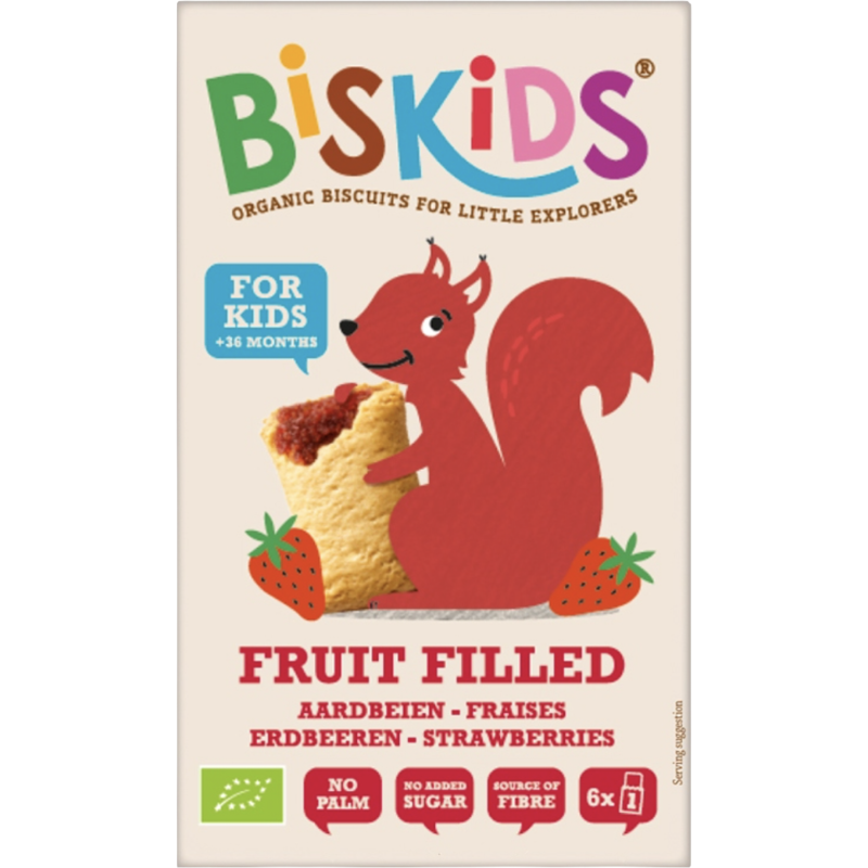 Vegan Organic Children's Cookies with Strawberry Filling Sugar Free 36+ Months Belkorn 120gr