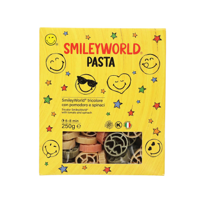 Tricolor Pasta in the Shape of a Smiley Face Smiley World Dalla Costa 250gr