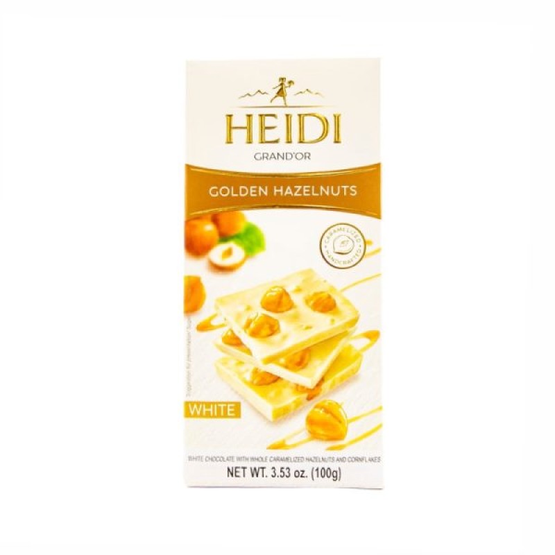 White Chocolate with Whole Caramelized Hazelnuts and Cereals Heidi Grand' Or 100gr