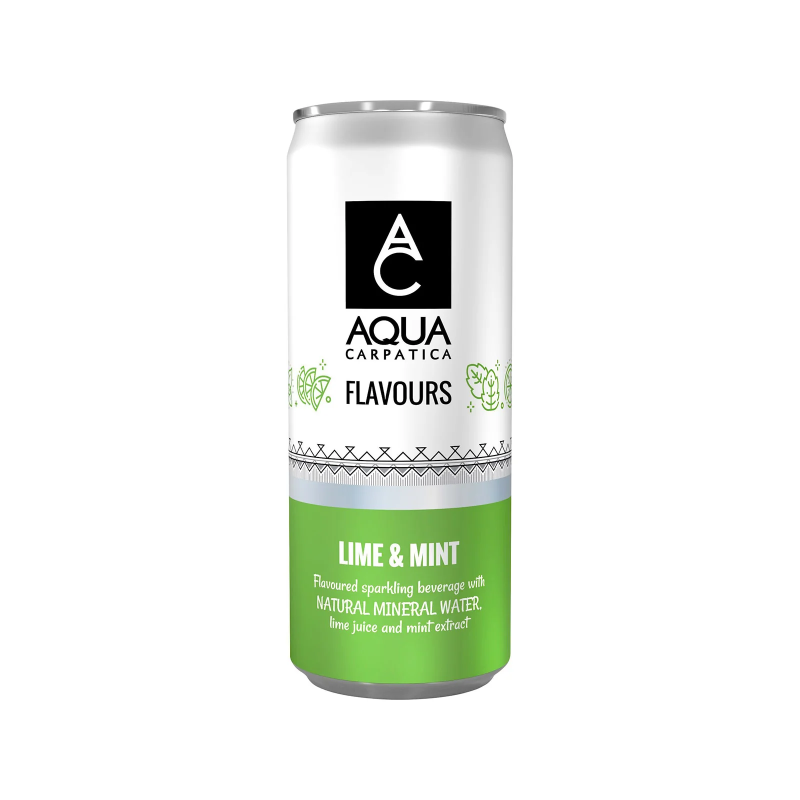 Lime & Mint Flavored Soft Drink AQUA Carpatica 330gr
