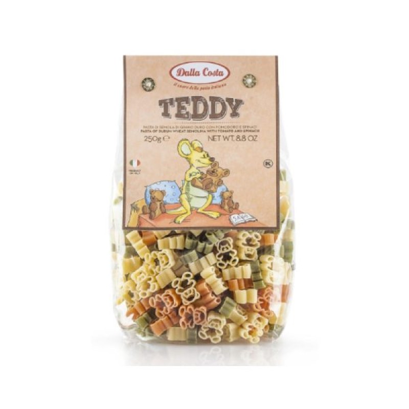 Tricolor Vegetable Pasta in Teddy Bear Shape Dalla Costa 250gr