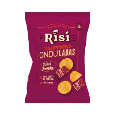 Jamon Flavored Wavy Potato Chips Gluten Free Onduladas Risi 125gr