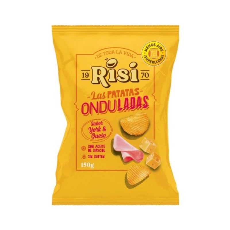 Onduladas Risi Gluten Free Cheese & Ham Flavored Wavy Potato Chips 125gr