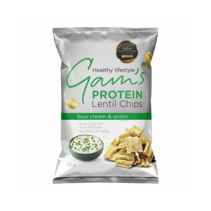 Lentil Protein Chips with Onion & Sour Cream Flavor Gam's 65gr