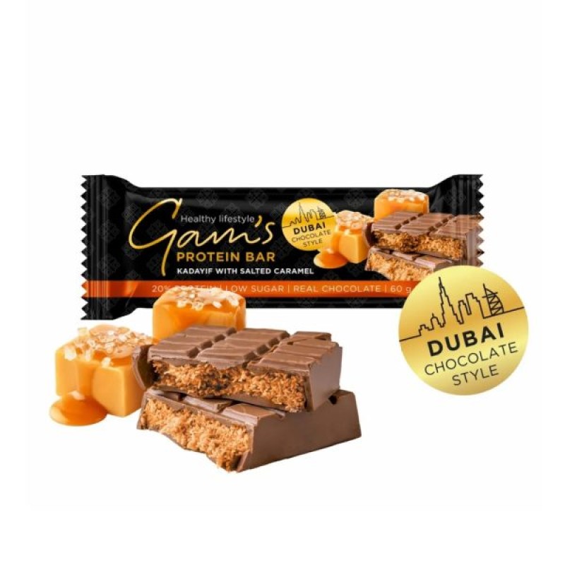 Protein Bar with Salted Caramel Dubai Style Gam's 60gr