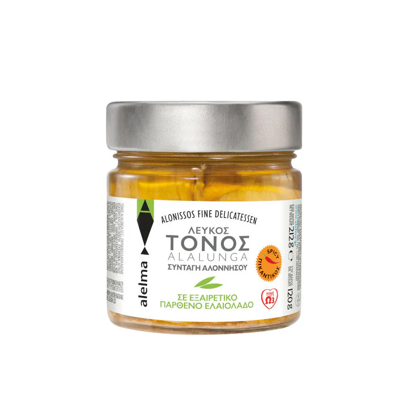Alonissos White Tuna in Extra Virgin Olive Oil with Hot Pepper Alelma 212gr