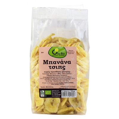 Banana Chips Without Sugar Organic All Bio 150gr