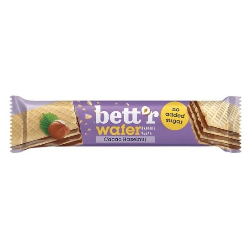 Organic Vegan Wafer with Hazelnut Cream & Cocoa Sugar Free Bettr 30gr