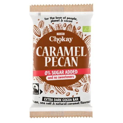 Organic Vegan Dark Chocolate with Pecans & Caramel Gluten/Sugar/Lactose Free Chokay 70gr