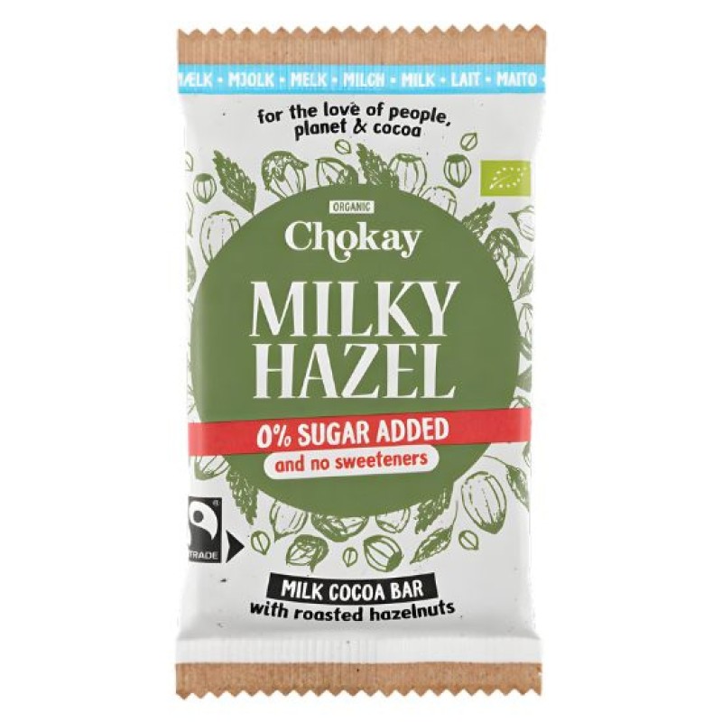 Organic Milk Chocolate with Roasted Hazelnuts Gluten/Sugar Free Chokay 70gr