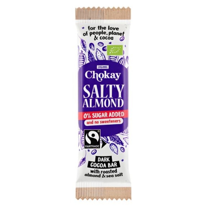 Organic Vegan Dark Chocolate Bar with Peanuts & Caramel Gluten/Sugar/Lactose Free Chokay 30gr