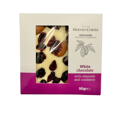 White Chocolate with Almond & Cranberries Handmade Hernan Cortes 90gr