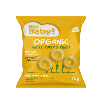 Organic Baby Snack Corn with Banana +7 months Hey Baby 12gr