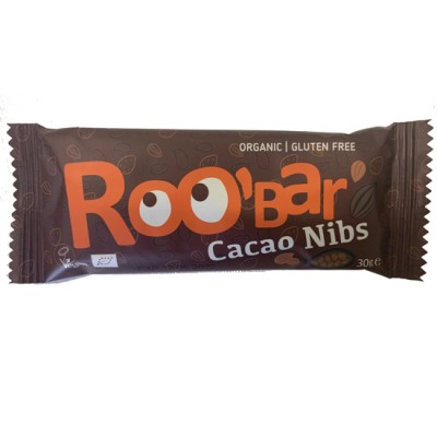 Organic Bar With Cacao Nibs Roo Bar 30gr