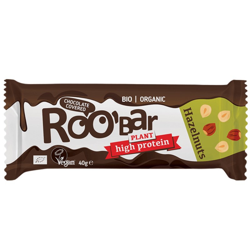 Roo Bar Organic Protein Bar With Hazelnuts And Chocolate Coating 40gr