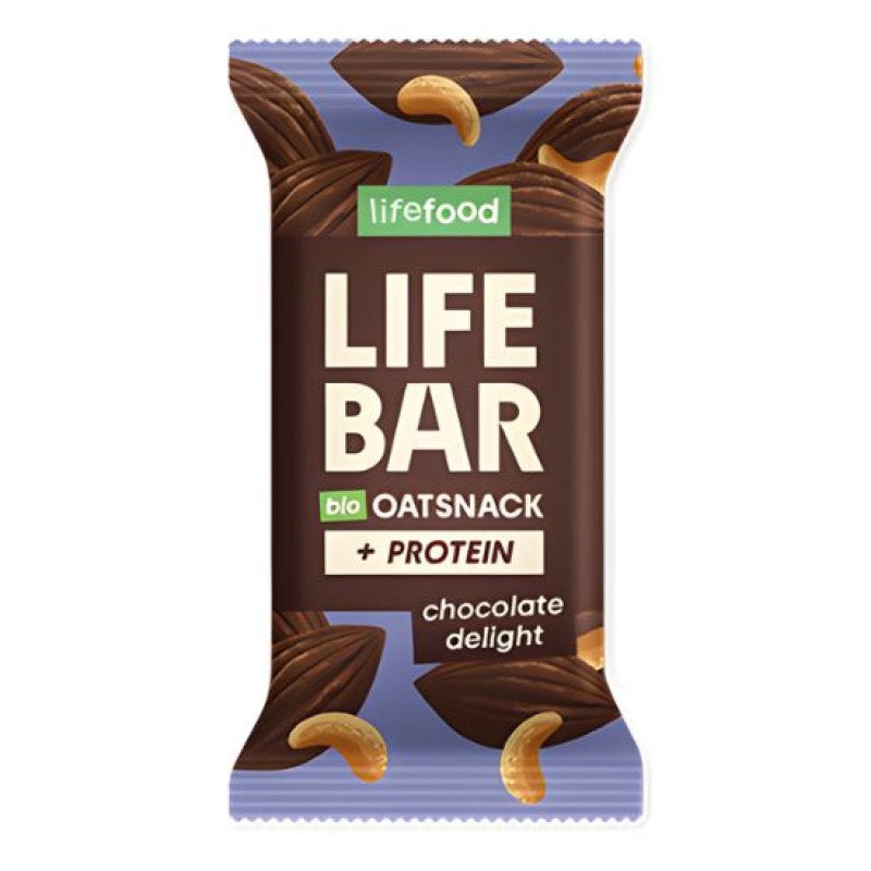 Organic Vegan Oat Protein Bar with Chocolate Gluten/Sugar Free Lifefood 40gr