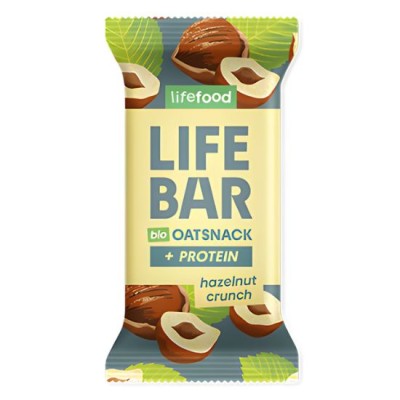 Organic Vegan Oat Protein Bar with Crunchy Hazelnut Gluten/Sugar Free Lifefood 40gr