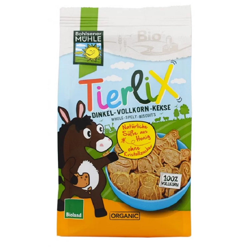 Organic Dinkel Biscuits Animals Without Sugar Tierlix Bohlsener Muhle 125gr