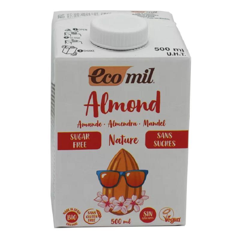 Organic Almond Milk Drink Without Sugar EcoMil 500ml
