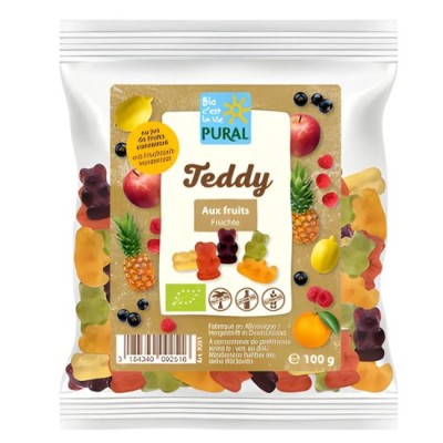 Organic Teddy Fruit Jellies Gluten Free Pural 100gr