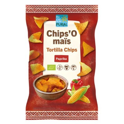 Organic Vegan Corn Nachos with Paprika Gluten/Sugar/Lactose Free Pural 125gr