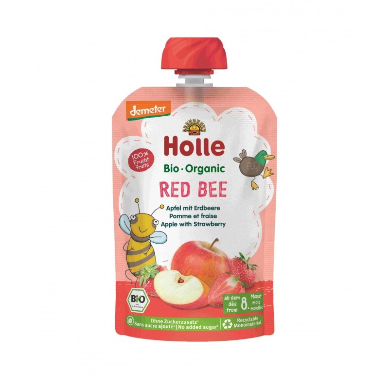 Organic Baby Fruit Puree with Apple & Strawberry Gluten Free 8+ months Holle 100gr