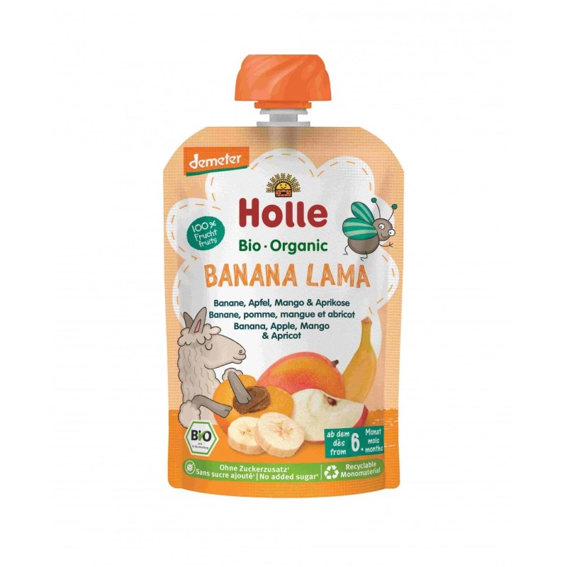 Organic Baby Fruit Puree with Apple, Banana, Apricot & Mango Gluten Free 6+ months Holle 100gr
