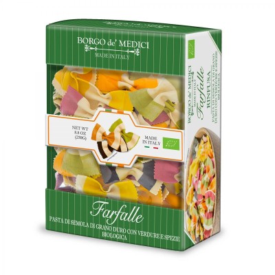 Organic Farfalle Pasta with Vegetables and Spices Multicolored Borgo di Medici 250gr