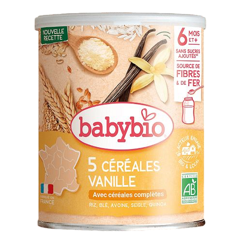 Organic Baby Cereal Cream with 5 Cereals & Vanilla +6 months Babybio 220gr