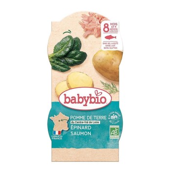 Organic Vegetable Meal with Salmon, Potatoes & Spinach 8+ months Babybio 2x200gr