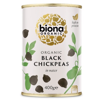 Organic Vegan Black Chickpeas Without Sugar Biona 400gr