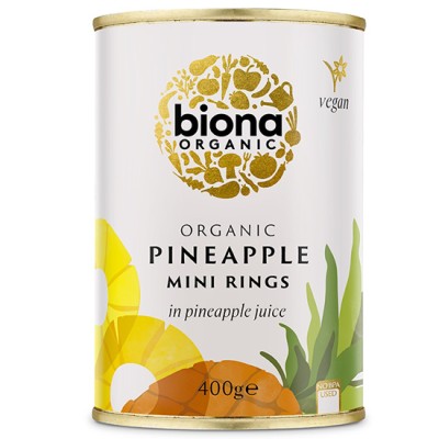 Organic Vegan Pineapple in Mini Slices Without Sugar Biona 400gr