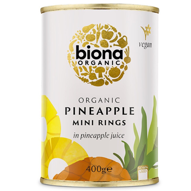 Organic Vegan Pineapple in Mini Slices Without Sugar Biona 400gr