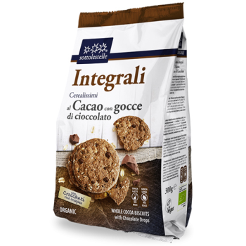 Organic Vegan Cerealissimi Cocoa Cookies With Rice Crisps and Chocolate Chips Sottolestelle 300gr