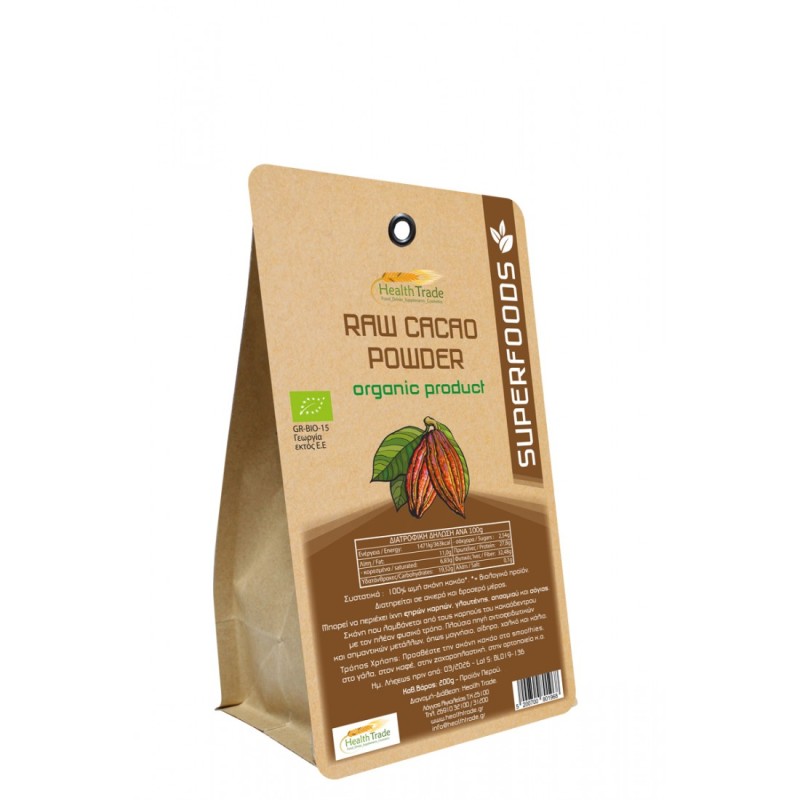 Organic Cocoa Powder Without Sugar Health Trade 200gr
