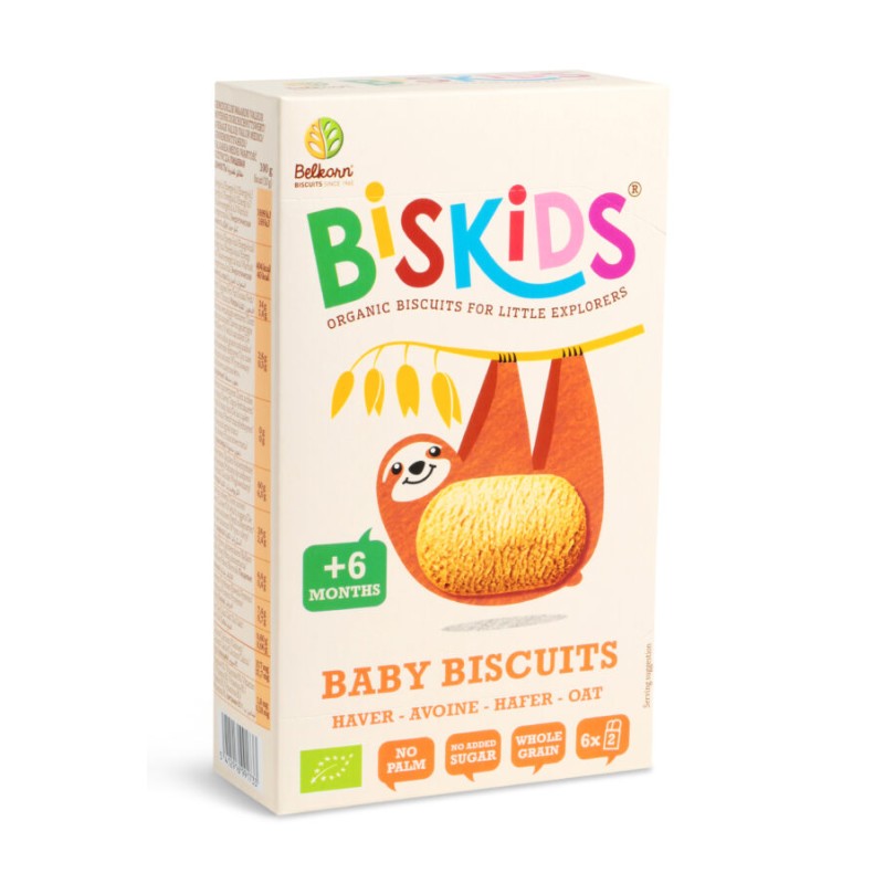 Organic Baby Biskids Whole Grain Oat Biscuits +6 months Belkorn 120gr