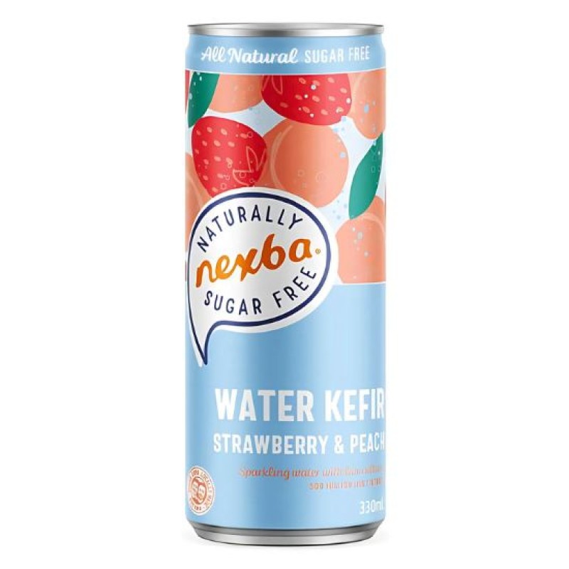 Water Kefir Strawberry - Peach Sugar Free Nexba 330ml