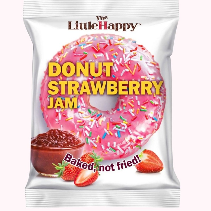 Donut with Chocolate Coating and Strawberry Jam Filling The Little Happy 60gr