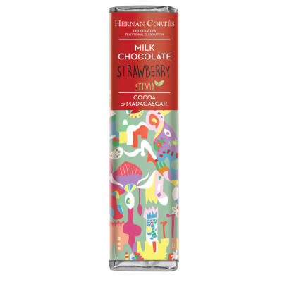 Milk Chocolate Filled with Strawberry & Stevia Hernan Cortes 42gr