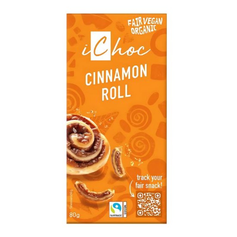 Organic Vegan Chocolate iChoc with Cinnamon Roll Filling Vivani 80gr