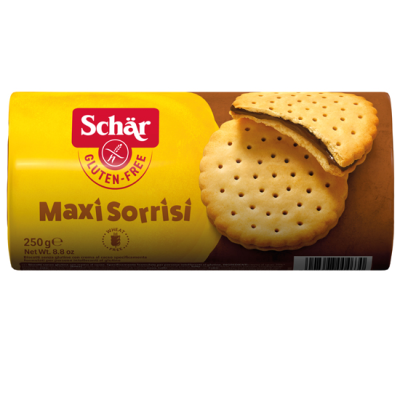 Maxi Sorrisi Cookies With Cocoa Filling Gluten Free Schar 250gr