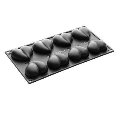 Heart-shaped silicone mold with 8 compartments 6.5x6x2.1cm.