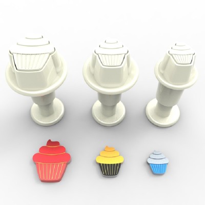 Set of 3 Mini Plastic Cupcake Cutters With Plunger Sweetbay 1-1.5-2cm