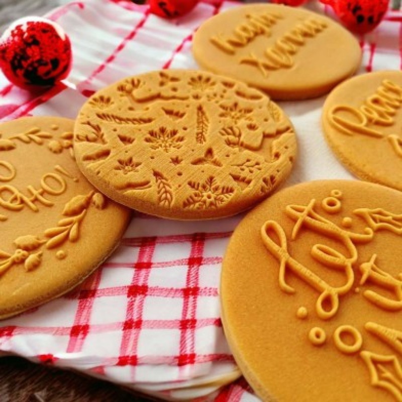 Christmas Sugarpaste Stamp with Christmas Pattern with Reindeer and Snowflakes