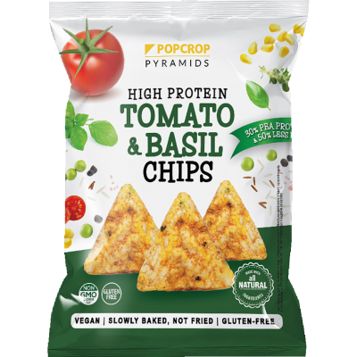 Vegan Protein Chips with Tomato & Basil 60g Popcrop Pop Crop